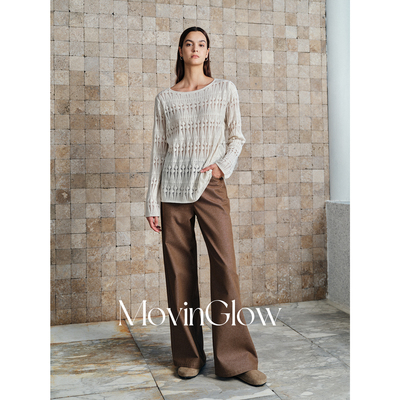 MovinGlow｜西区行人 复古色织棉柔仿牛仔 栗色美拉德经典直筒裤