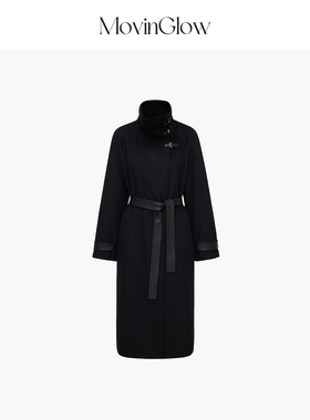MovinGlow｜诺丁山爵士 高支羊绒羊毛双面呢 立领H型腰带中长大衣