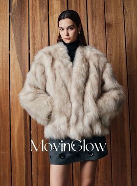 MovinGlow｜极地之雪 芬兰进口SAGA狐狸皮毛一体 高奢V领廓形皮草