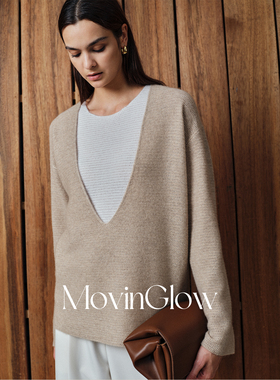 MovinGlow｜明星同款 康赛妮纯羊绒重磅意纺 打底背心V领毛衫套装