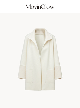 MovinGlow｜诗意暖冬 定纺羊绒羊毛双面呢 拼羊毛针织一手长大衣