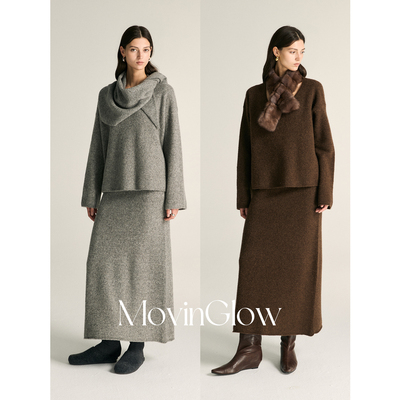 MovinGlow｜慵懒all day 蓬松牦牛绒＆羊羔绒 松紧腰直筒高腰半裙