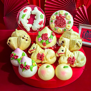 马年新年花饽饽大馒头礼盒过年春节年货花馍非遗送礼手作公司团购