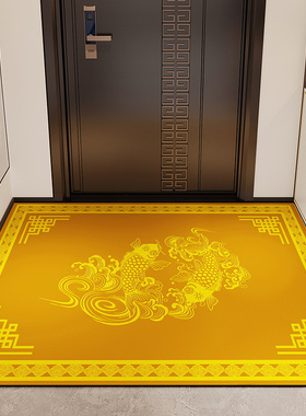 高品质金黄色风水入户门地垫硅藻泥进门口吸水速干脚垫防滑地毯