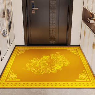 高品质金黄色风水入户门地垫硅藻泥进门口吸水速干脚垫防滑地毯