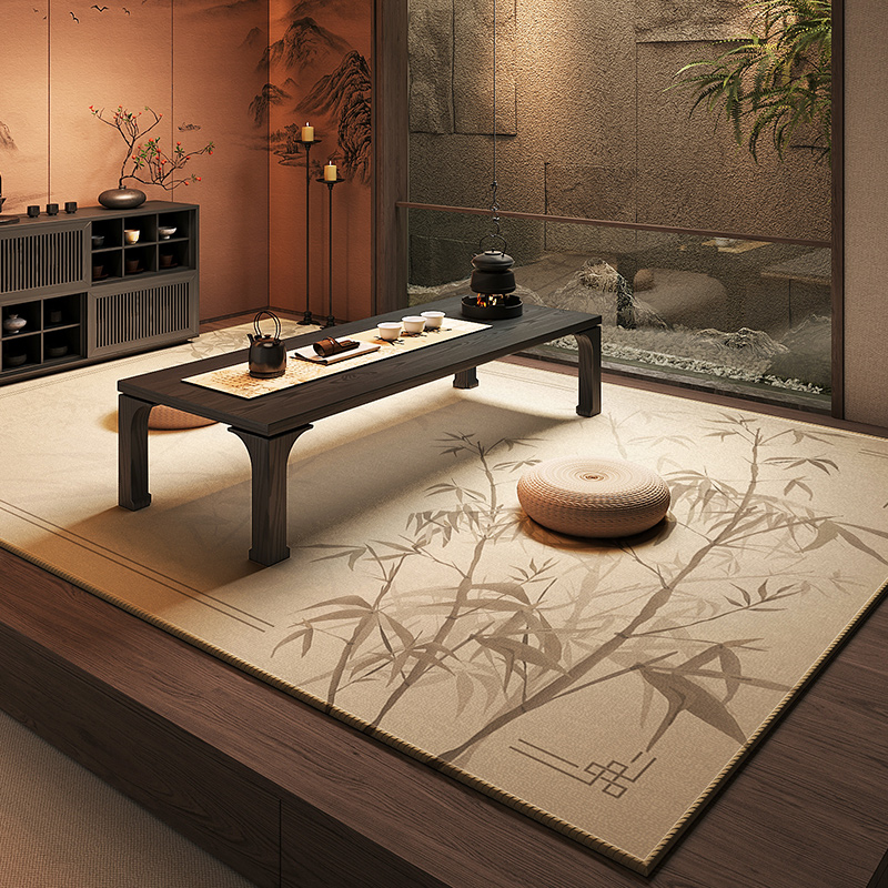 宋代美学茶室茶桌地毯客厅免洗可擦大面积全铺家用房间地垫可定制