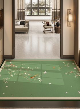 绿色地垫入户门垫高级感2024新款中式进门垫脚垫门口地垫玄关地毯