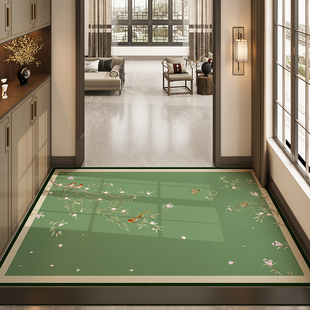 绿色地垫入户门垫高级感2024新款 进门垫脚垫门口地垫玄关地毯 中式