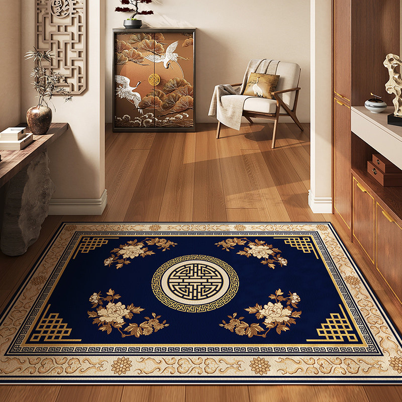 新中式蓝色入户门地垫进门口皮革免洗可擦换鞋脚垫防滑可裁剪地毯,居家布艺,入户地垫,淘宝优惠券,粉丝福利购,淘宝优惠卷