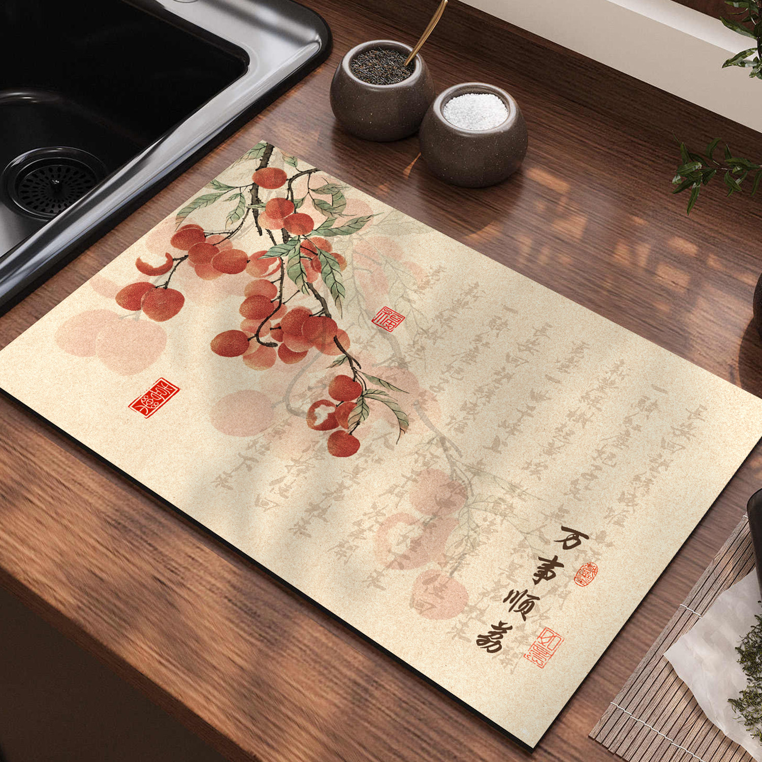 宋氏美学厨房沥水垫高级硅藻泥垫布洗菜池吸水桌面保护垫隔热杯垫