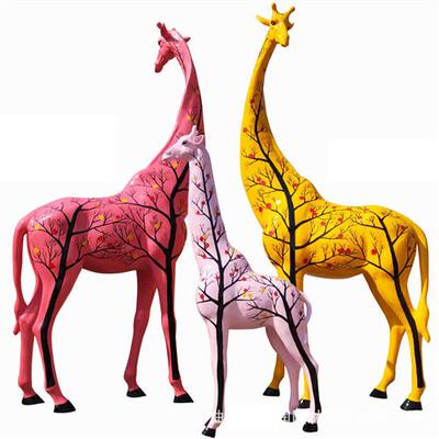 玻璃钢长颈鹿雕塑大型景观仿真长颈鹿动物户外公园景观装饰摆件