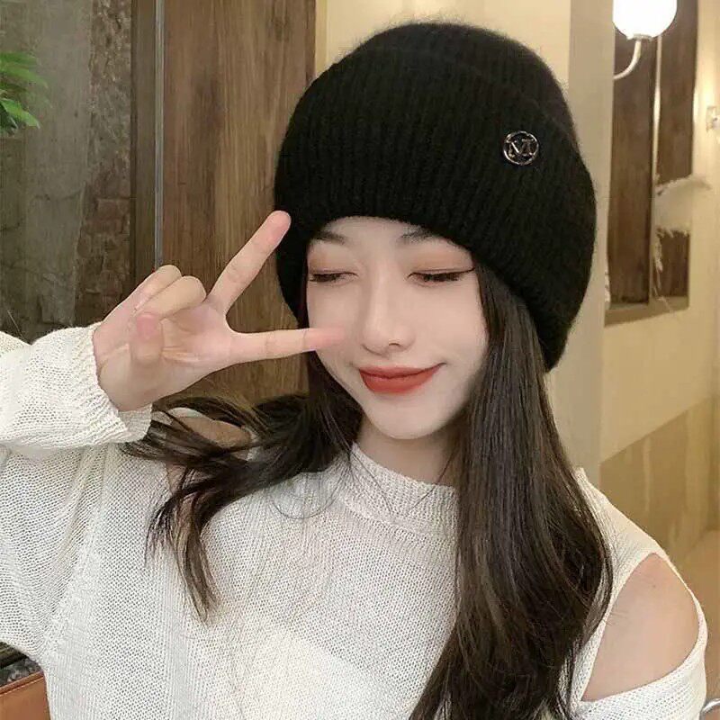 秋冬女款毛绒针织保暖护耳帽