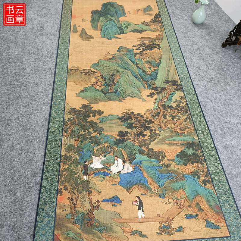 仇英桃源仙境图仿古国画高清喷绘复制品书房客厅中式定制立轴挂画