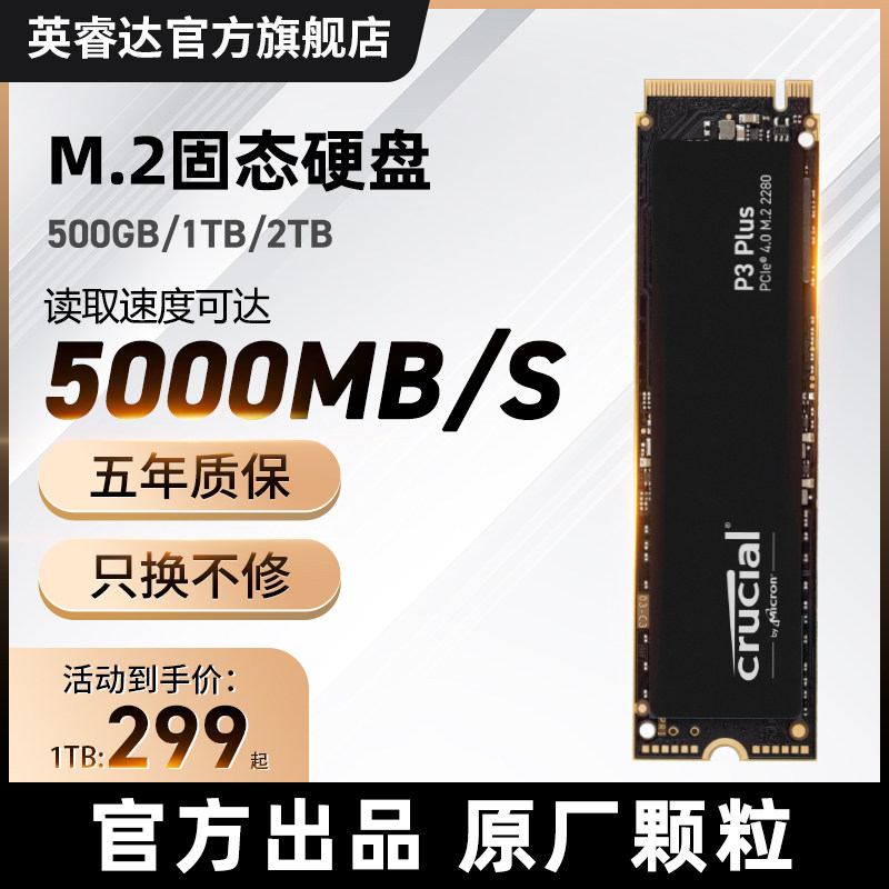 英睿达P3固态硬盘m2接口 1t/500g SSD笔记本电脑nvme台式游戏硬盘属于什么档次？