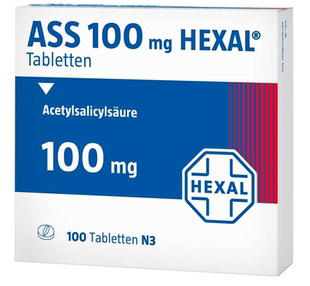 ASS Hexal赫素 100mg降低血小板凝结口服片疏通软化血管100片