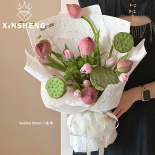 花店鲜花束DIY高级感包花纸 轻奢金银点石纹肌理纸 超值折扣 芯苼