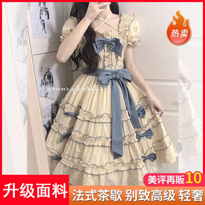 洛丽塔蓬蓬在逃公主裙法式茶歇别致高级感轻奢迪士尼连衣裙女夏季