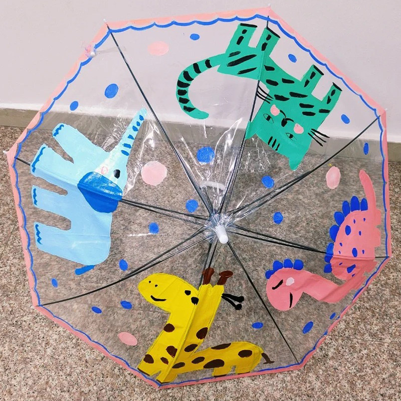 儿童透明雨伞空白画画diy手绘幼儿园学生手工制作道具创意涂鸦伞
