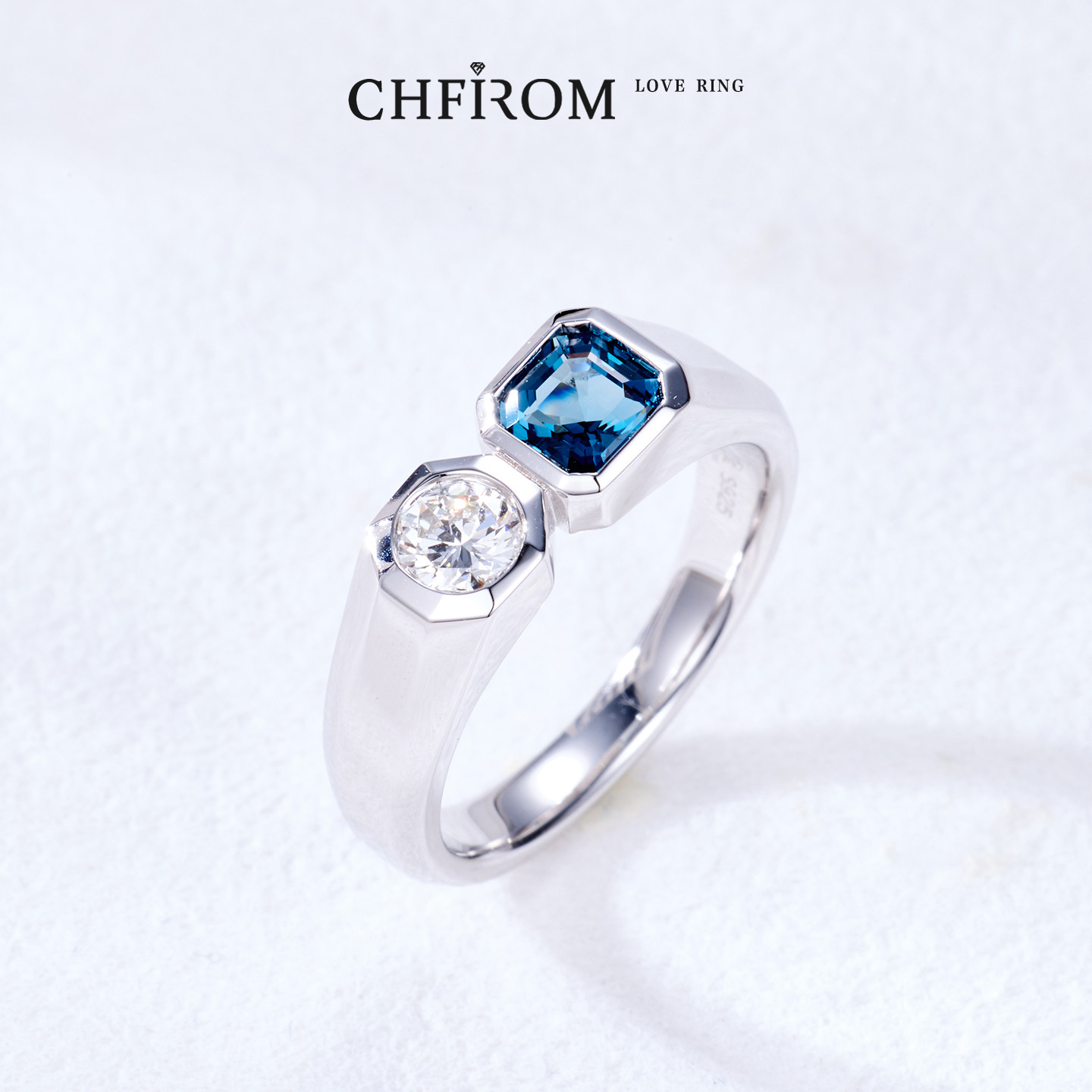 天然蓝色托帕石戒指S925纯银培育钻石时尚指环男女同款珠宝级质感,饰品/流行首饰/时尚饰品新,银饰戒指,淘宝优惠券,粉丝福利购,淘宝优惠卷