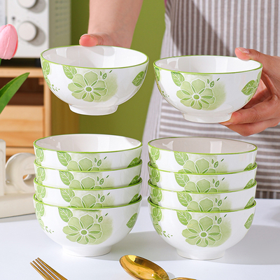 吃饭碗家用陶瓷4.5英寸米饭碗高颜值小号瓷碗釉下彩碗2025年新款