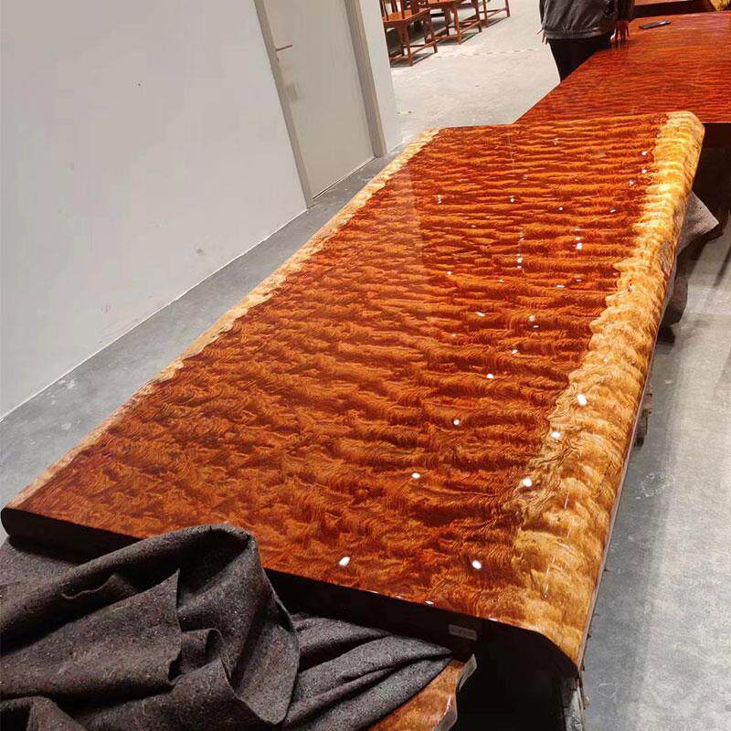 巴花实木大板茶桌原木红木办公桌巴西花梨木书桌水波纹茶台自然边