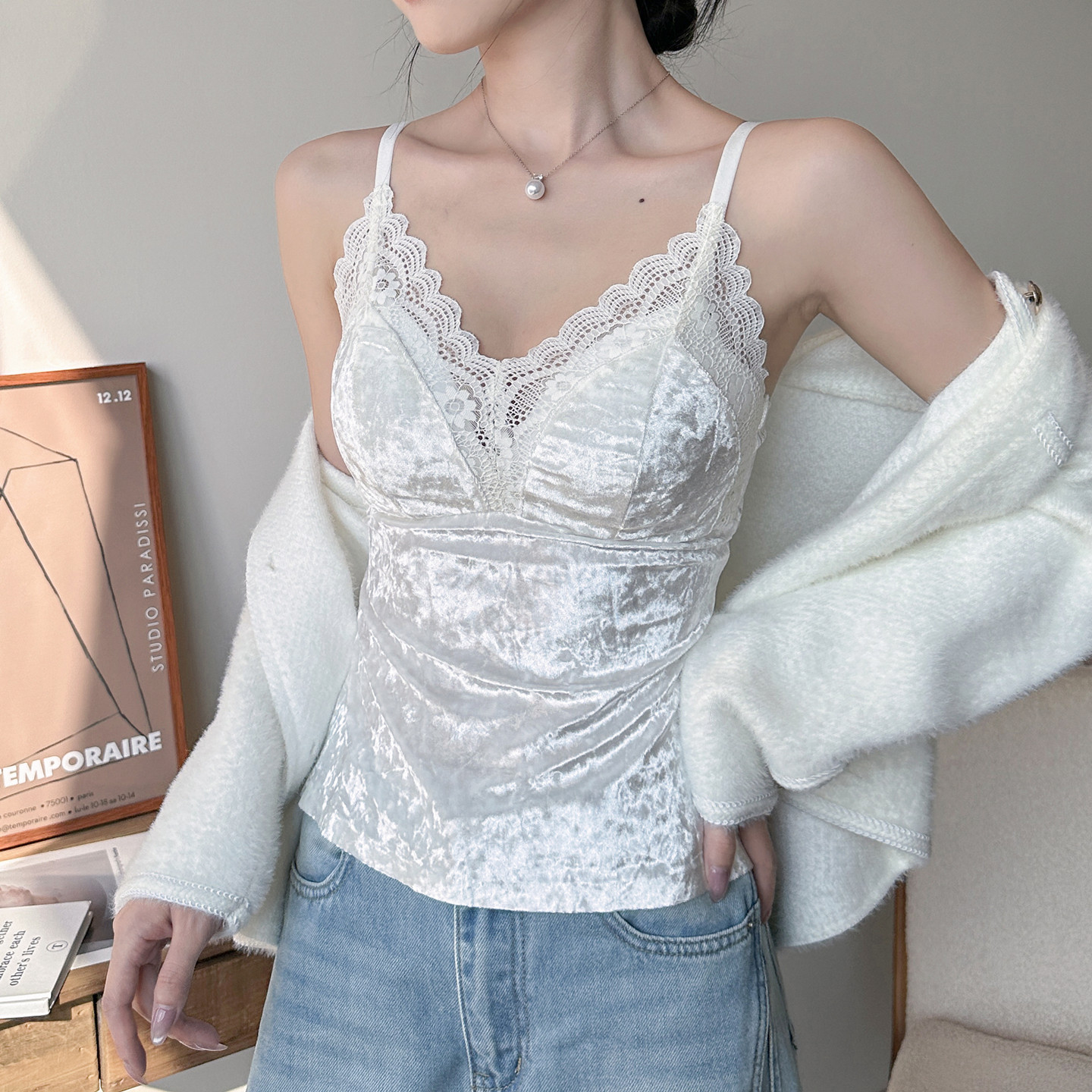 金丝绒带胸垫保暖吊带背心女士2025新款秋冬内衣打底修身内搭上衣,女士内衣/男士内衣/家居服,保暖背心,淘宝优惠券,粉丝福利购,淘宝优惠卷