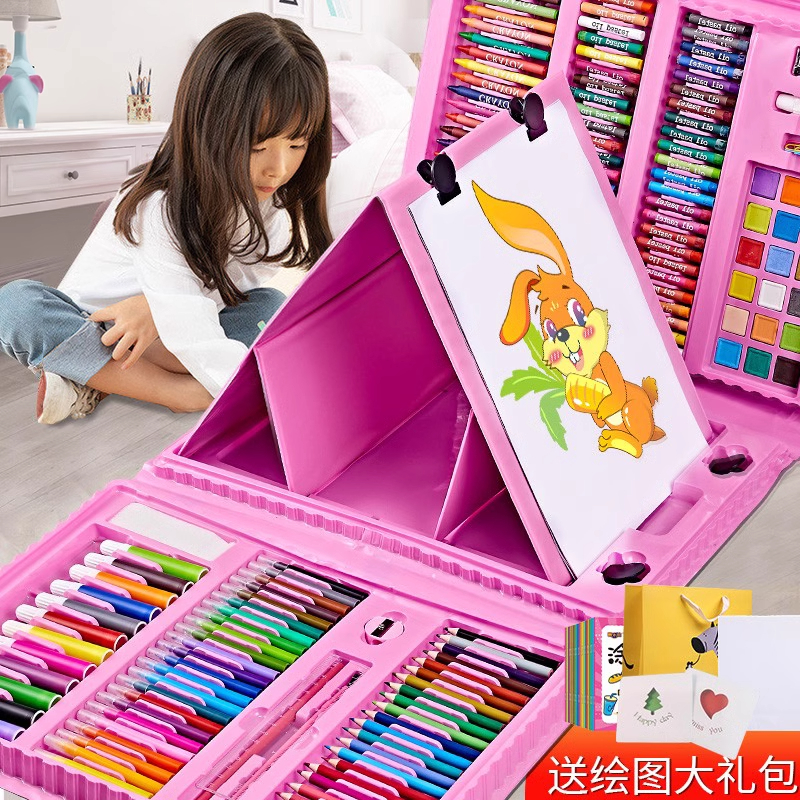 画画套装礼盒水彩笔幼儿园专用可水洗无毒画笔儿童绘画工具24色12