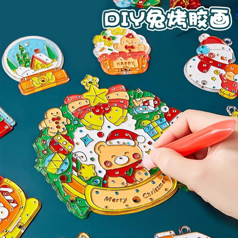 圣诞节免烤胶画儿童diy手工材料