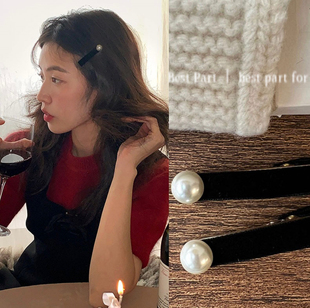 bestpart韩系少女感珍珠发夹刘海夹碎发夹一字夹发饰发卡鸭嘴夹