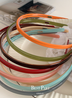 韩国金标法式细边醋酸板材发箍女果冻感防滑带齿带钢丝压发头箍新