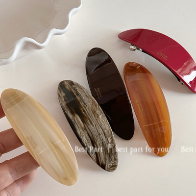 bestpart法式气质醋酸椭圆低马尾发夹弹簧夹简约百搭新款发饰顶夹