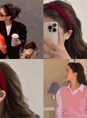 Fever同款黑色丝绒发箍高级感高颅顶头箍圆脸显瘦复古港风发卡女