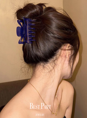 老友记瑞秋同款宝石蓝色双齿抓夹女气质后脑勺盘发中小号鲨鱼夹子