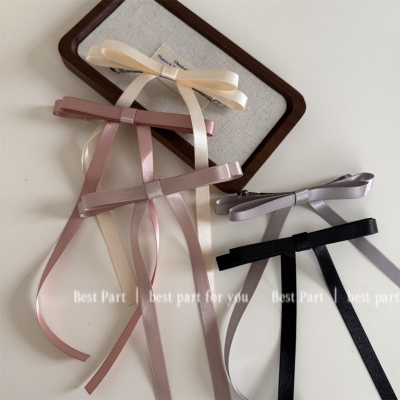 芭蕾风蝴蝶结长飘带发夹女温柔公主头头饰后脑勺半扎发弹簧夹发饰