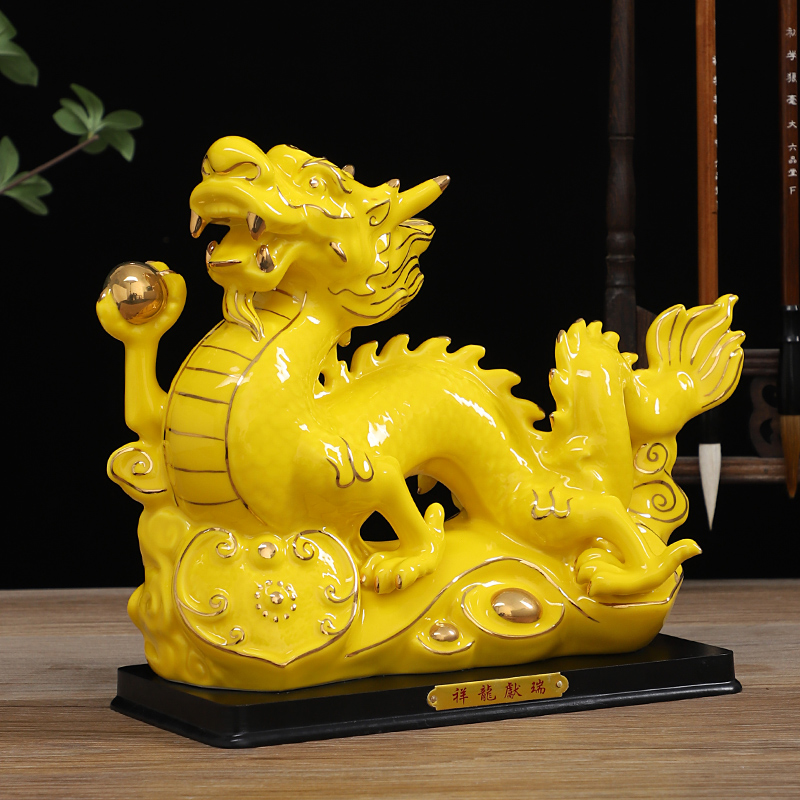 陶瓷龙摆件十二生肖招财镇宅风水