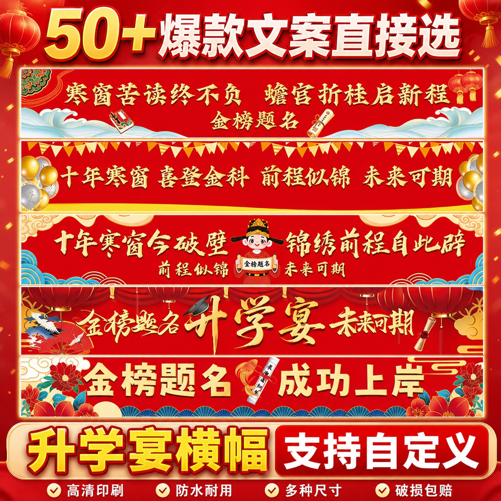 【高清印刷可定制】升学宴横幅图片