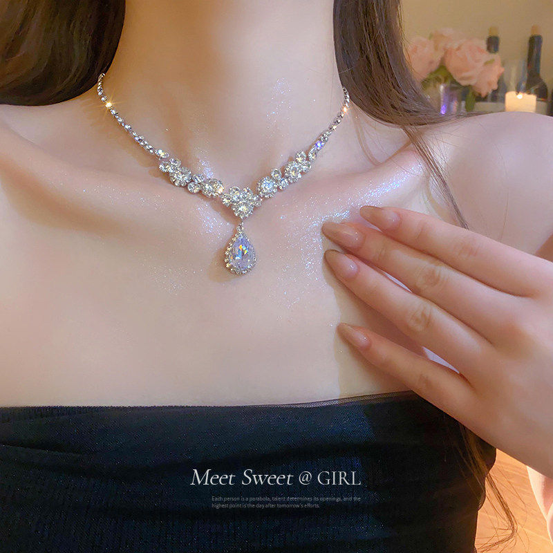 Tiny Sylvie 锆石闪钻项链晚礼服配饰生日婚纱新娘高级感