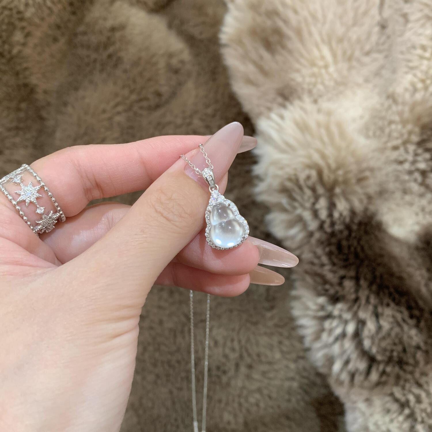 Tiny Sylvie s925银冰透玉髓水沫玉葫芦项链吊坠新中式高级感