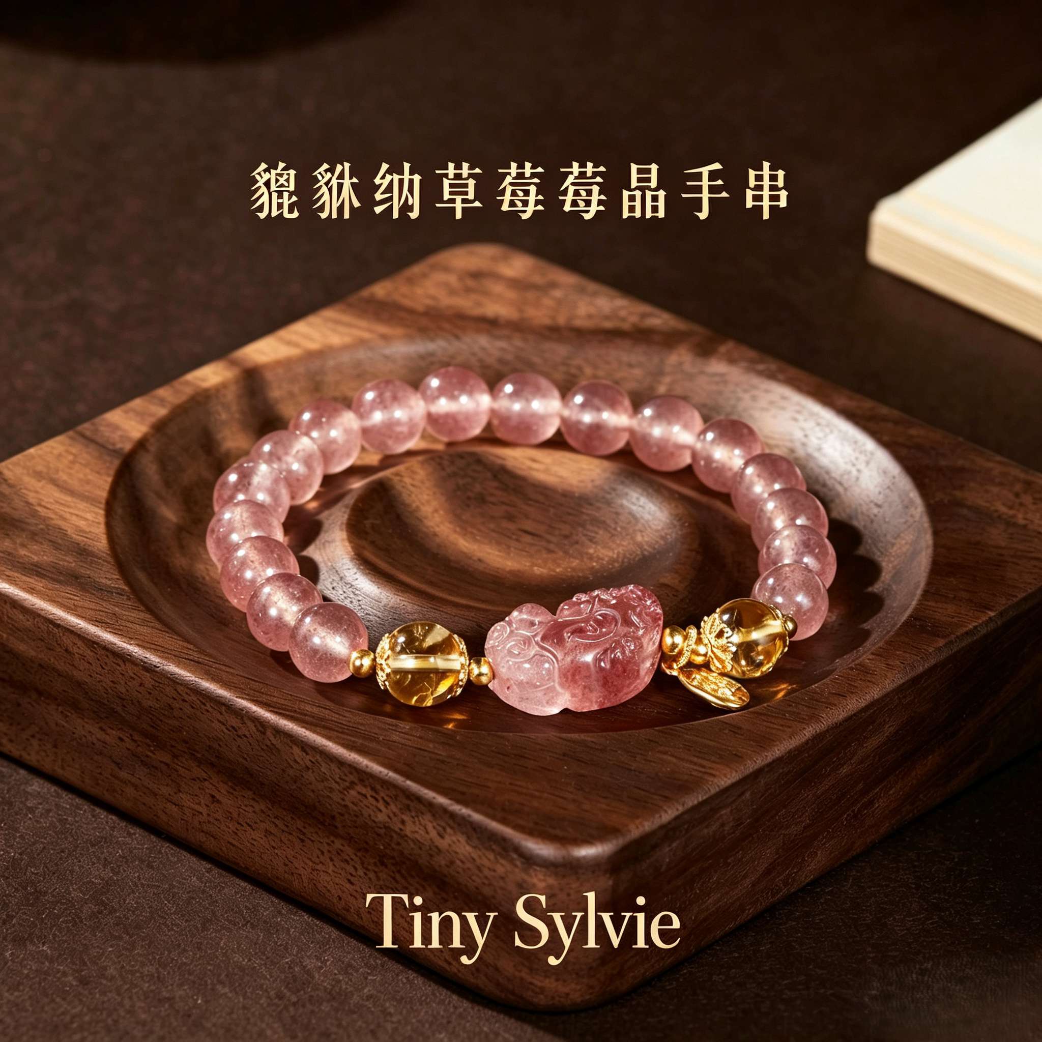 小众设计师貔貅草莓晶招财手链