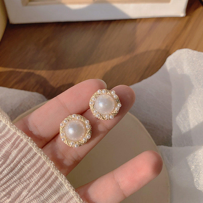 Tiny Sylvie 法式珍珠耳钉女夏季轻奢小众设计感纯银耳环高级简约