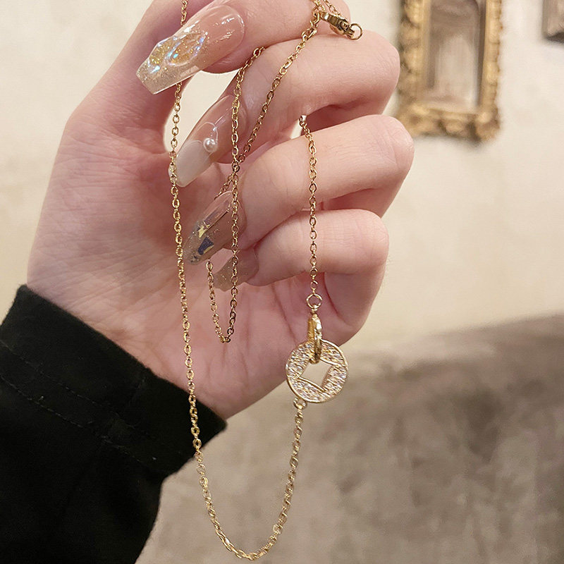 Tiny Sylvie 金色圆形简约小众气质百搭复古镀金个性项链
