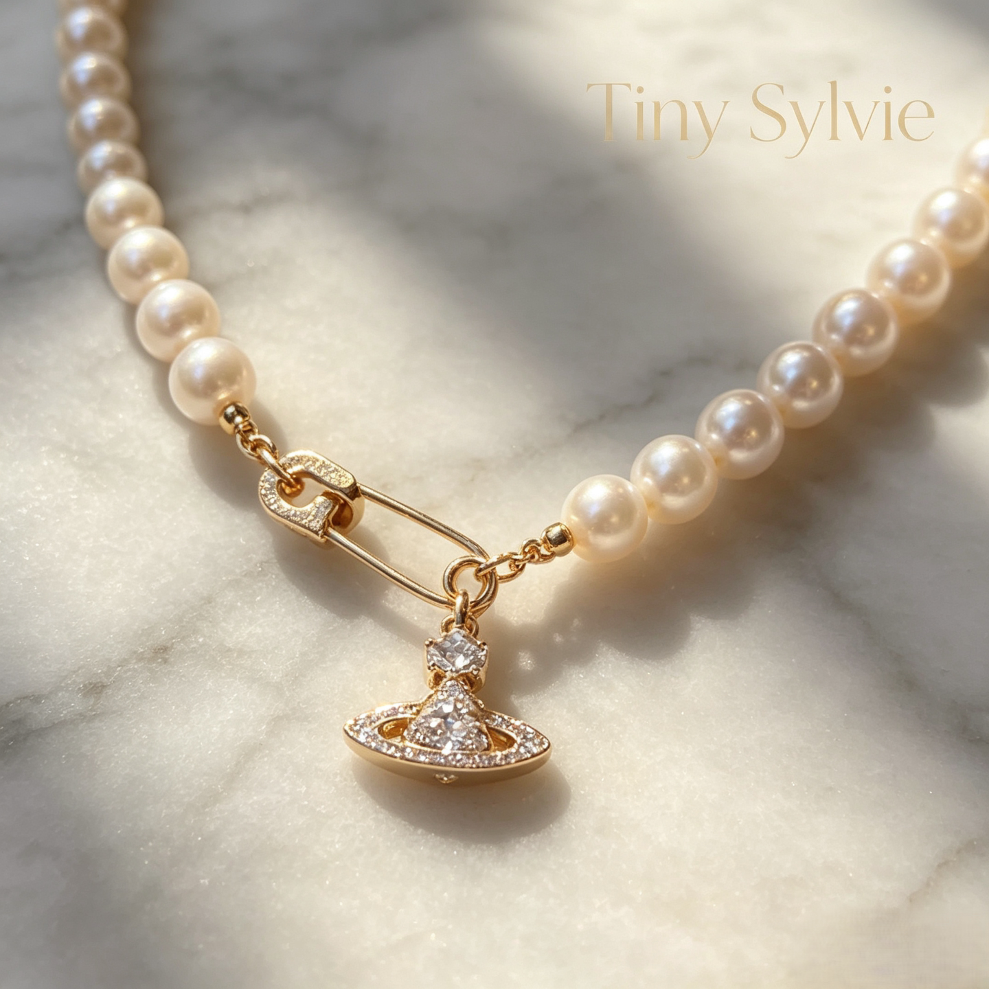 Tiny Sylvie西太后土星珍珠项链轻奢法式锁骨链时尚百搭气质颈链