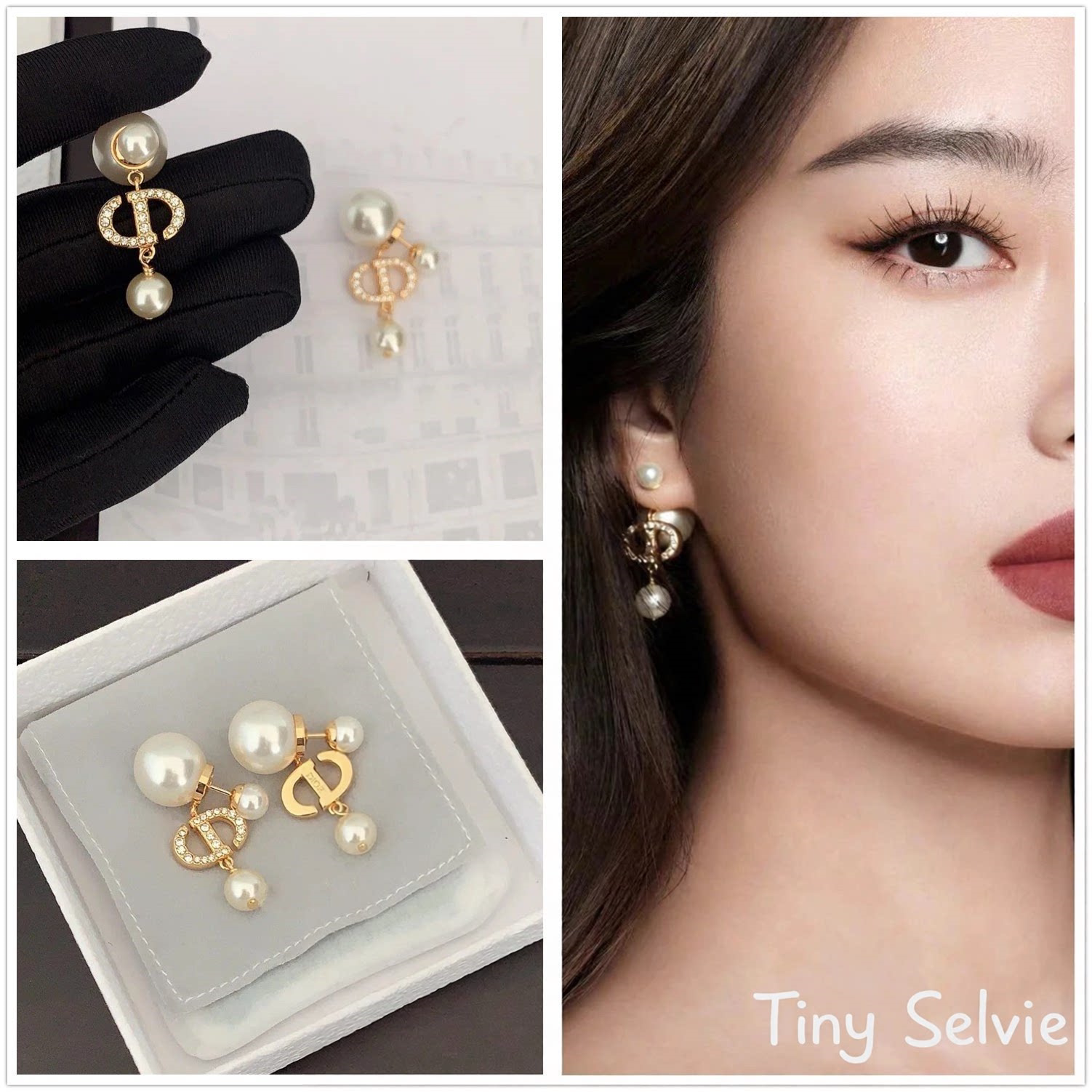 TinySylvieCD字母珍珠耳钉