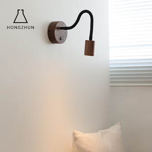 鸿准软管床头壁灯极简设计卧室阅读灯自带开关可调节led照画射灯