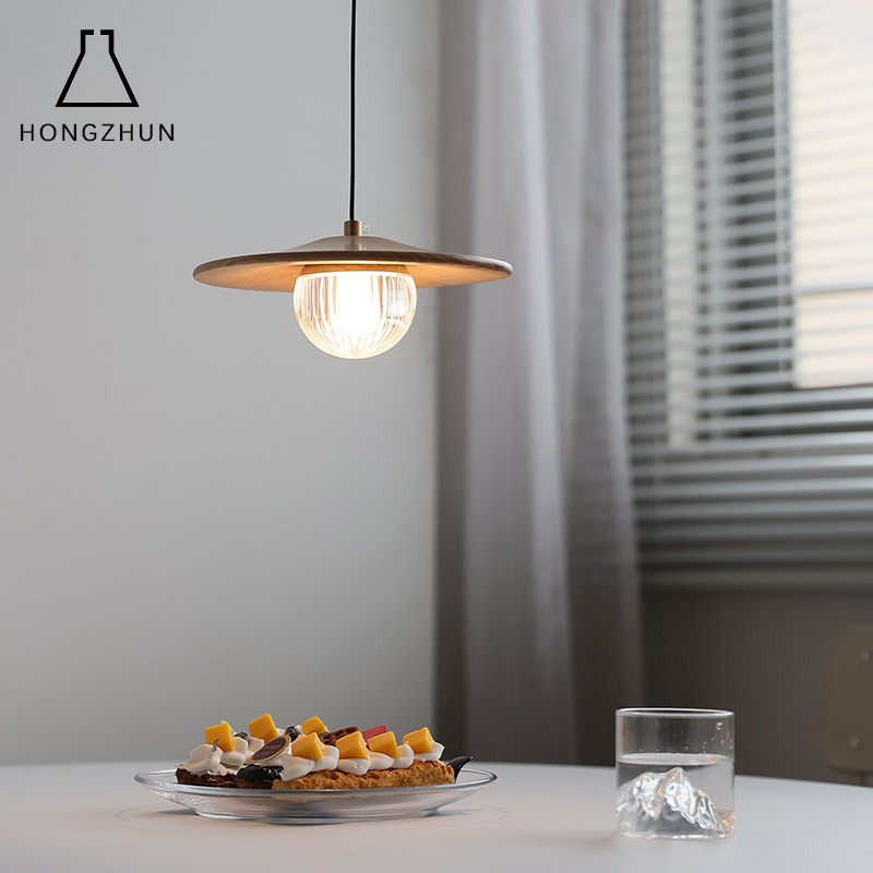 日式白蜡木小吊灯单头飞碟餐桌吧台茶室设计师侘寂风卧室床头吊灯,家装灯饰光源,餐厅吊灯,淘宝优惠券,粉丝福利购,淘宝优惠卷