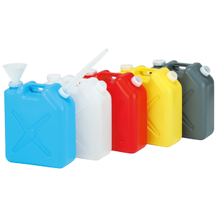 废液回收容器塑料废液桶方形壶20L 方桶红蓝白黄灰色漏斗化工制药实验室用进口带管嘴HDPE方桶ASONE包邮含票