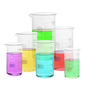 华鸥高型烧杯400ml/500ml/600ml/800ml/1000ml高硼硅耐高温刻度量杯DIY小杯子玻璃刻度分装杯高筒直形烧杯