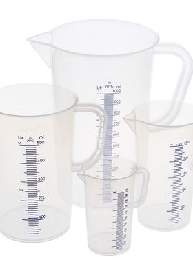 塑料烧杯带把蓝线刻度量杯50/100/250/500/1000mlVITLAB耐高温PP格里芬烧杯高透PMP进口带柄量杯
