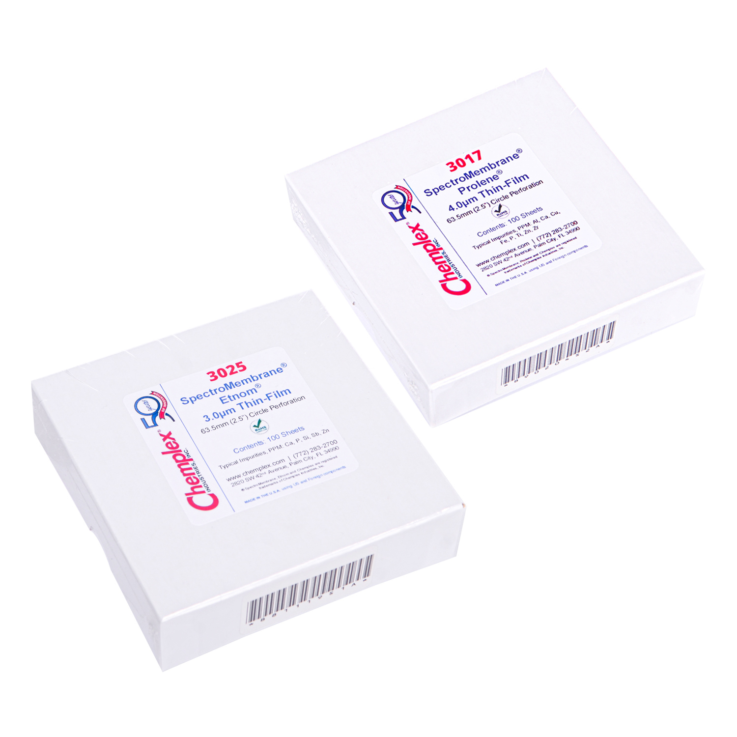Chemplex光学分析XRF样品薄膜3017Prolene®聚丙烯膜连续卷轴进口麦迈拉膜测试膜3025Etnom100片/盒