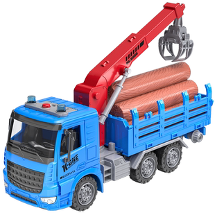 大号抓木机工程车玩具儿童仿真木材运输车吊车平板拖车挖机模型3
